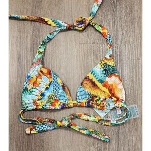 Luli Fama Bikini Top Small Triangle Halter Just Wing It Butterfly NEW